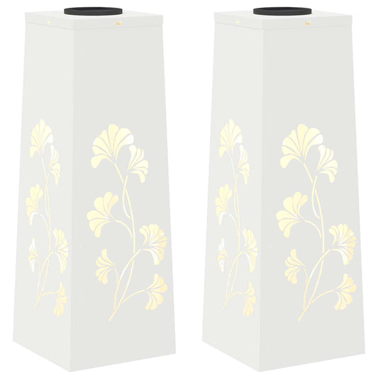 vidaXL Solar LED Pathway Light 2 pcs White Cold Rolled Steel