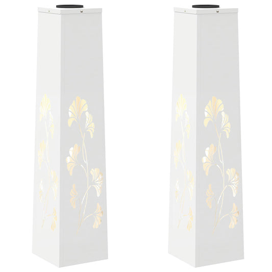 vidaXL Solar LED Pathway Light 2 pcs White Cold Rolled Steel