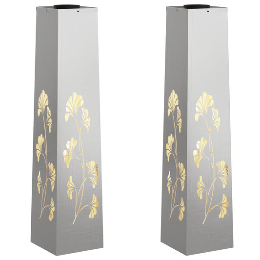 vidaXL Solar LED Pathway Light 2 pcs Silver Stainless Steel