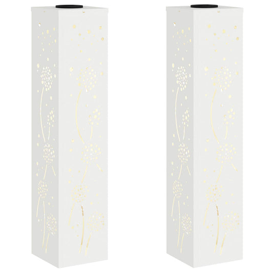vidaXL Solar LED Pathway Light 2 pcs White Cold Rolled Steel