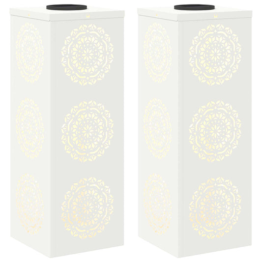 vidaXL Solar LED Pathway Light 2 pcs White Cold Rolled Steel