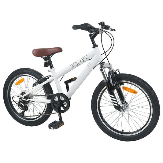 vidaXL Mountain Bike 24 Inches 6-Speed for 8-12 Years Old White