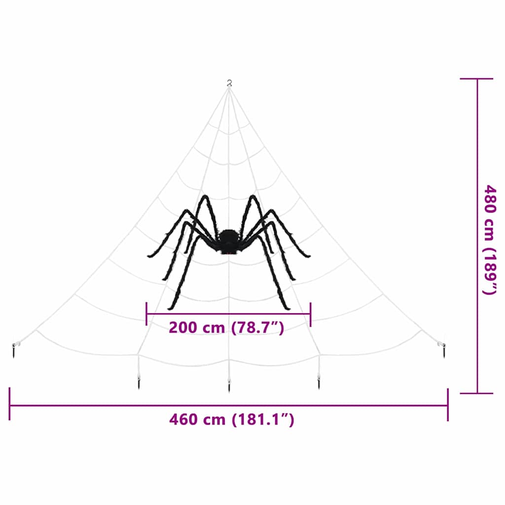 vidaXL Halloween Spider Decoration with Webs 2 pcs Black white 200 cm