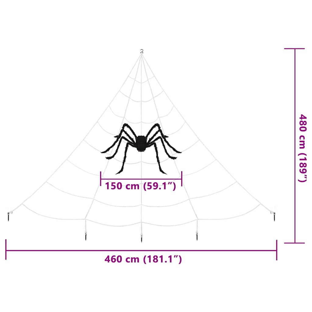 vidaXL Halloween Spider Decoration with Webs 4 pcs Black white 150 cm