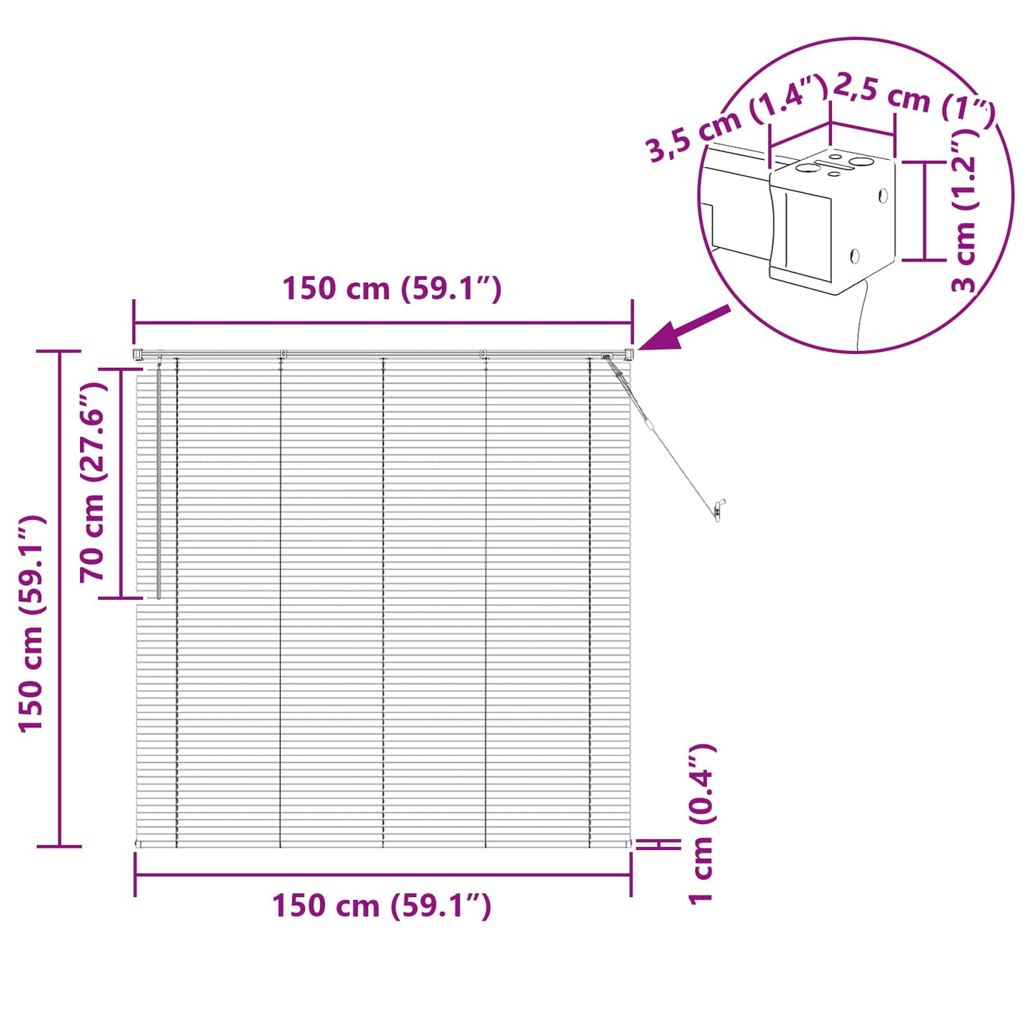vidaXL Venetian Blind Light Brown with Pattern 150 x 150 cm 25 mm PVC