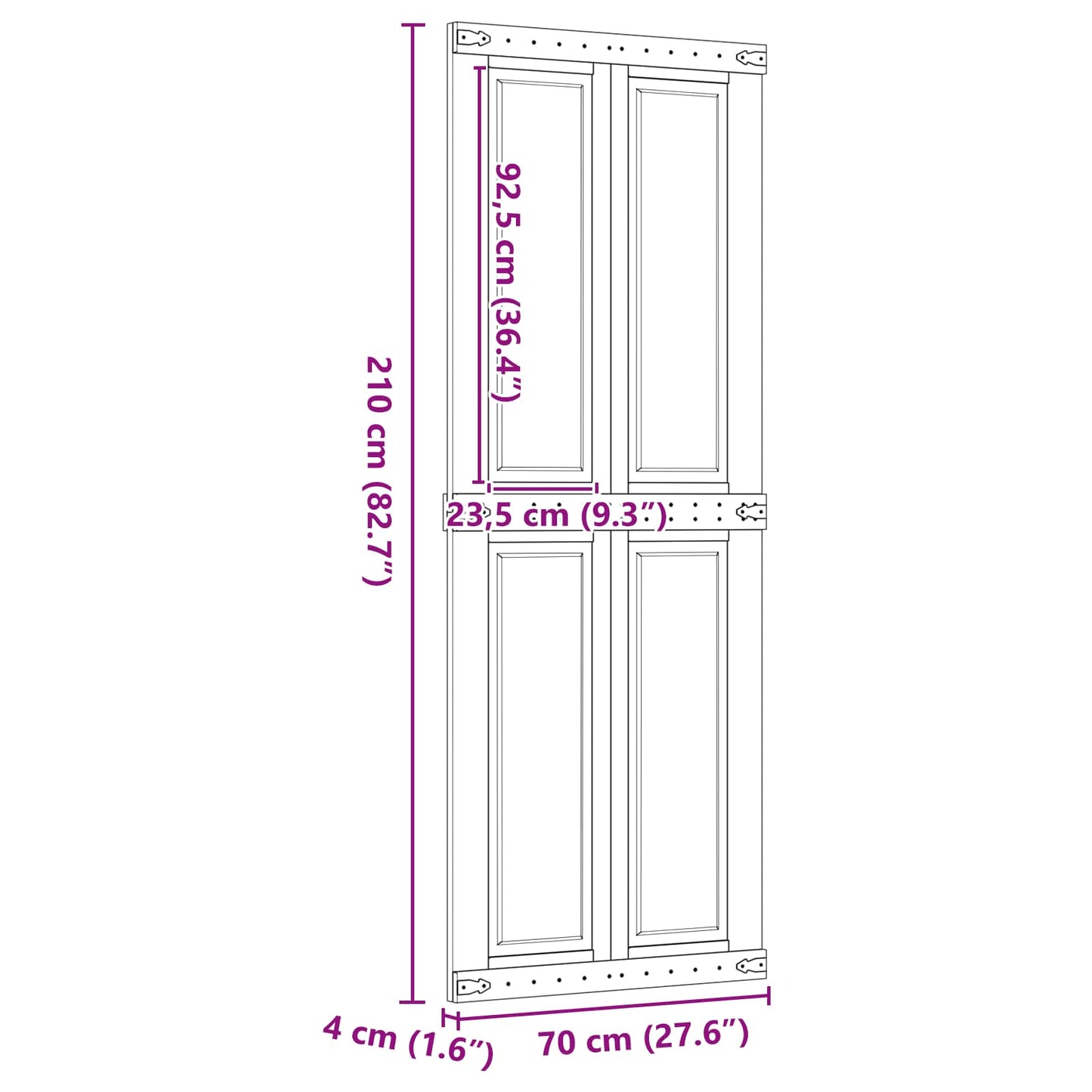 vidaXL Barn Door Corona Honey Brown 70 x 210 cm Solid Pine Wood