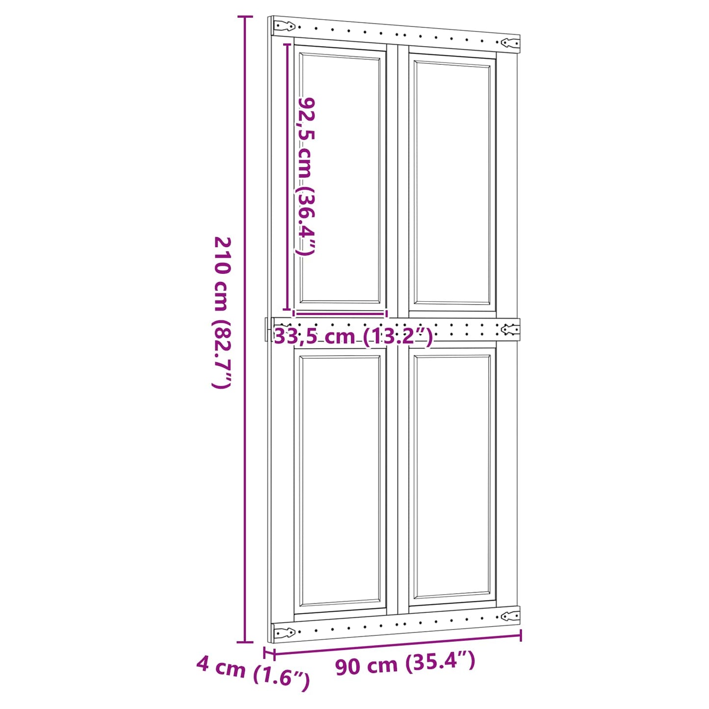 vidaXL Barn Door Corona Honey Brown 90 x 210 cm Solid Pine Wood