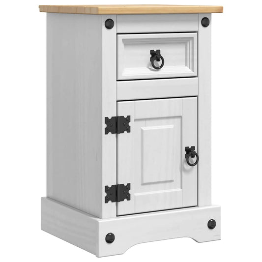 vidaXL Bedside Table Corona White 35 x 32.5 x 58 cm Solid Pine Wood
