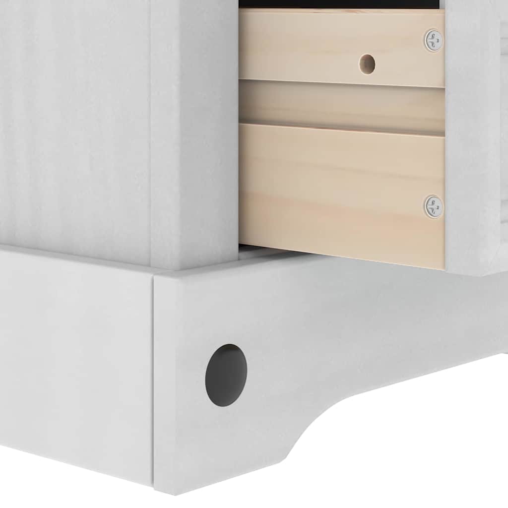vidaXL Bedside Table CORONA White 35 x 32.5 x 58 cm Solid Pine Wood