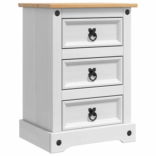 vidaXL Bedside Table Corona White 45 x 35 x 64 cm Solid Pine Wood