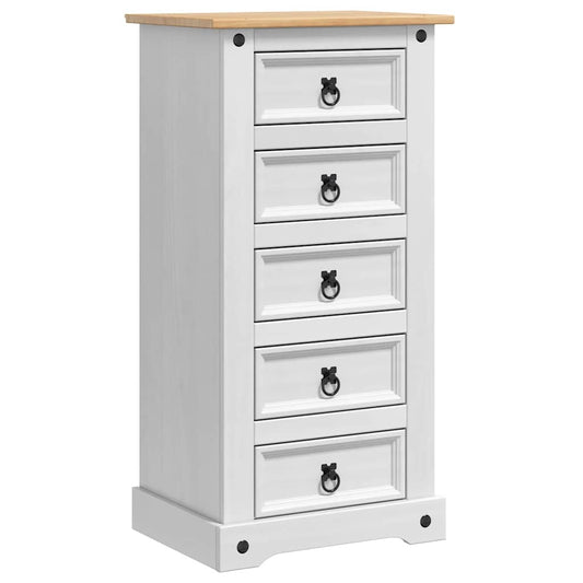vidaXL Bedside Table Corona White 53 x 39 x 103 cm Solid Pine Wood