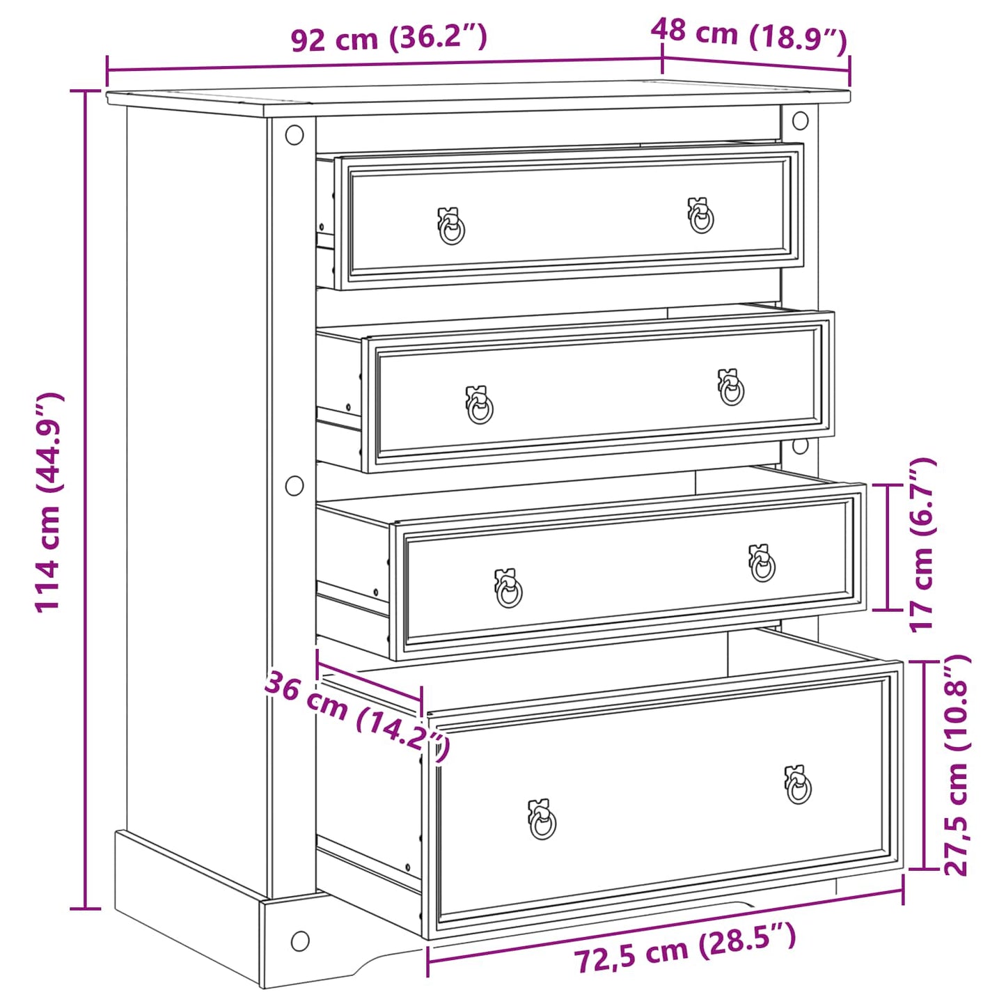 vidaXL Storage Chests White 92 x 48 x 114 cm Solid Pine Wood