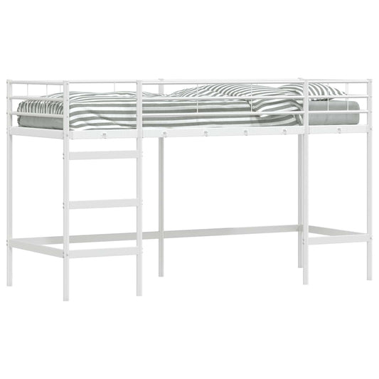 vidaXL Kids'Loft Bed Frame Plain White 75 x 190 cm Steel