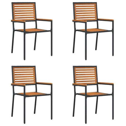 vidaXL Outdoor Chairs 4 pcs PE rattan, Solid acacia wood