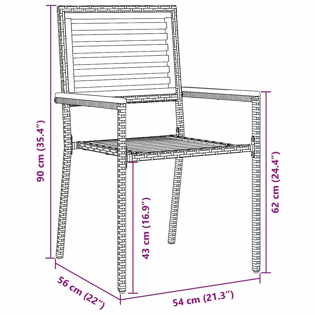 vidaXL Garden Stacking Chairs 4 pcs Brown and Black 54 x 56 x 90 cm