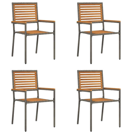vidaXL Outdoor Chairs 4 pcs Grey, Brown PE rattan, Solid acacia wood