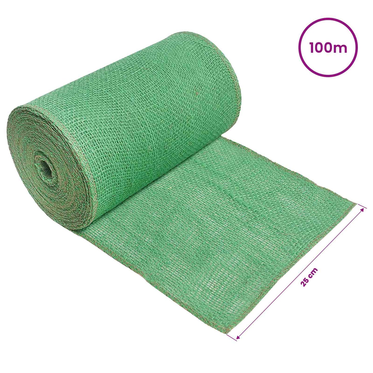 vidaXL Jute Roll 25 x 10000 cm Green