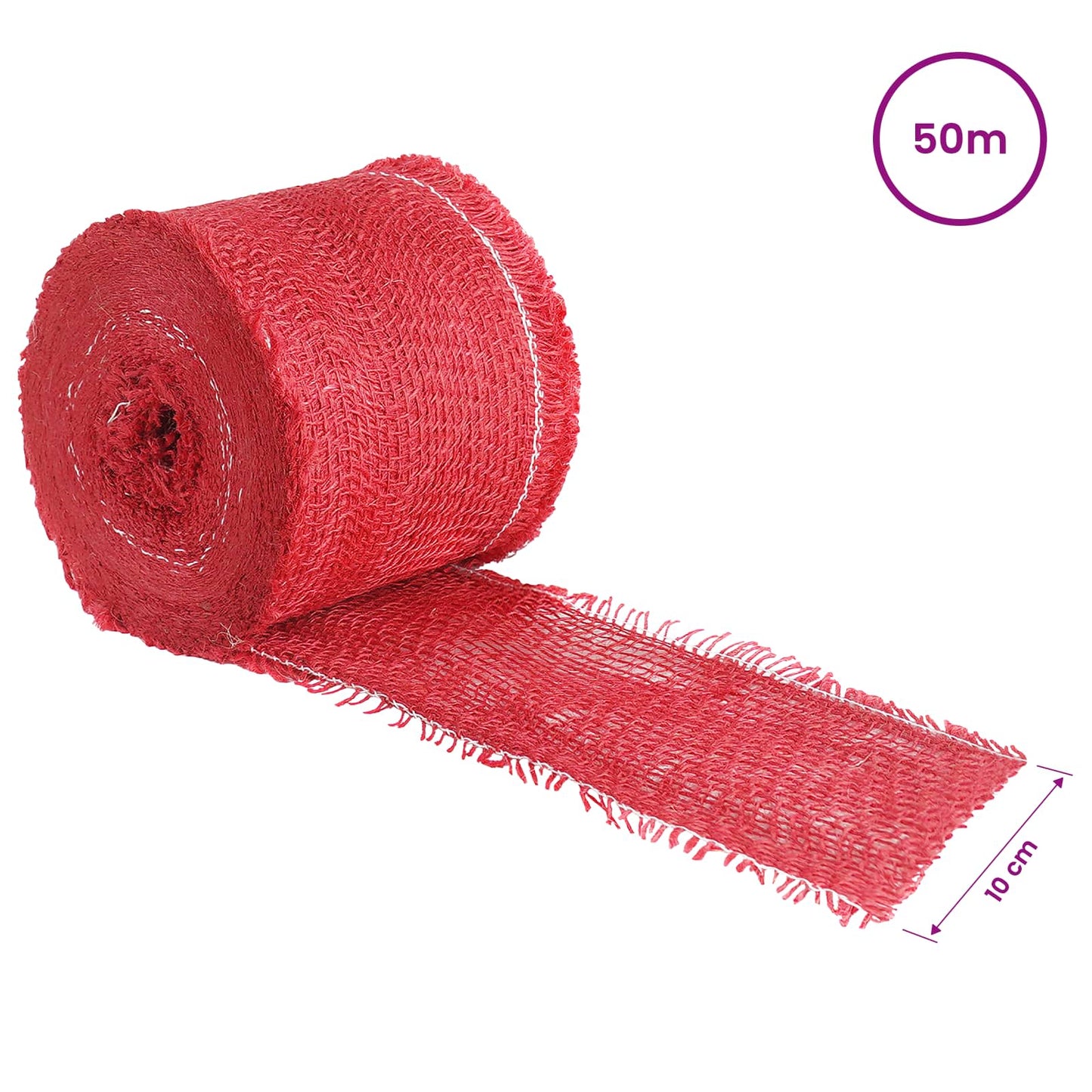 vidaXL Jute Roll 10 x 5000 cm Red