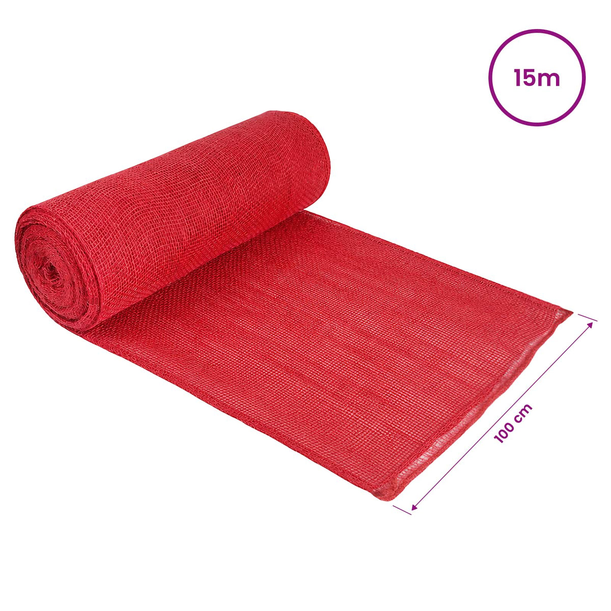 vidaXL Jute Roll 100 x 1500 cm Red