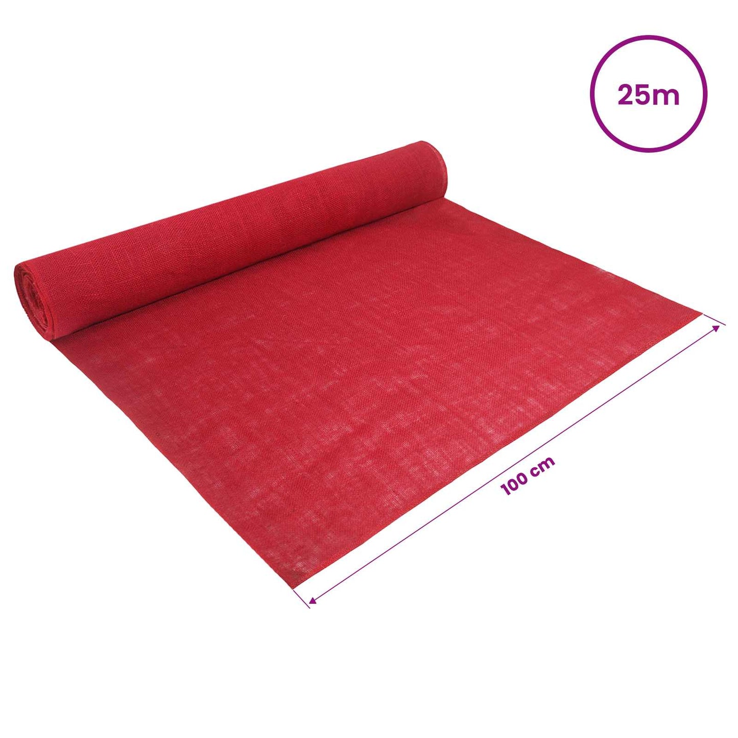 vidaXL Jute Roll 100 x 2500 cm Red