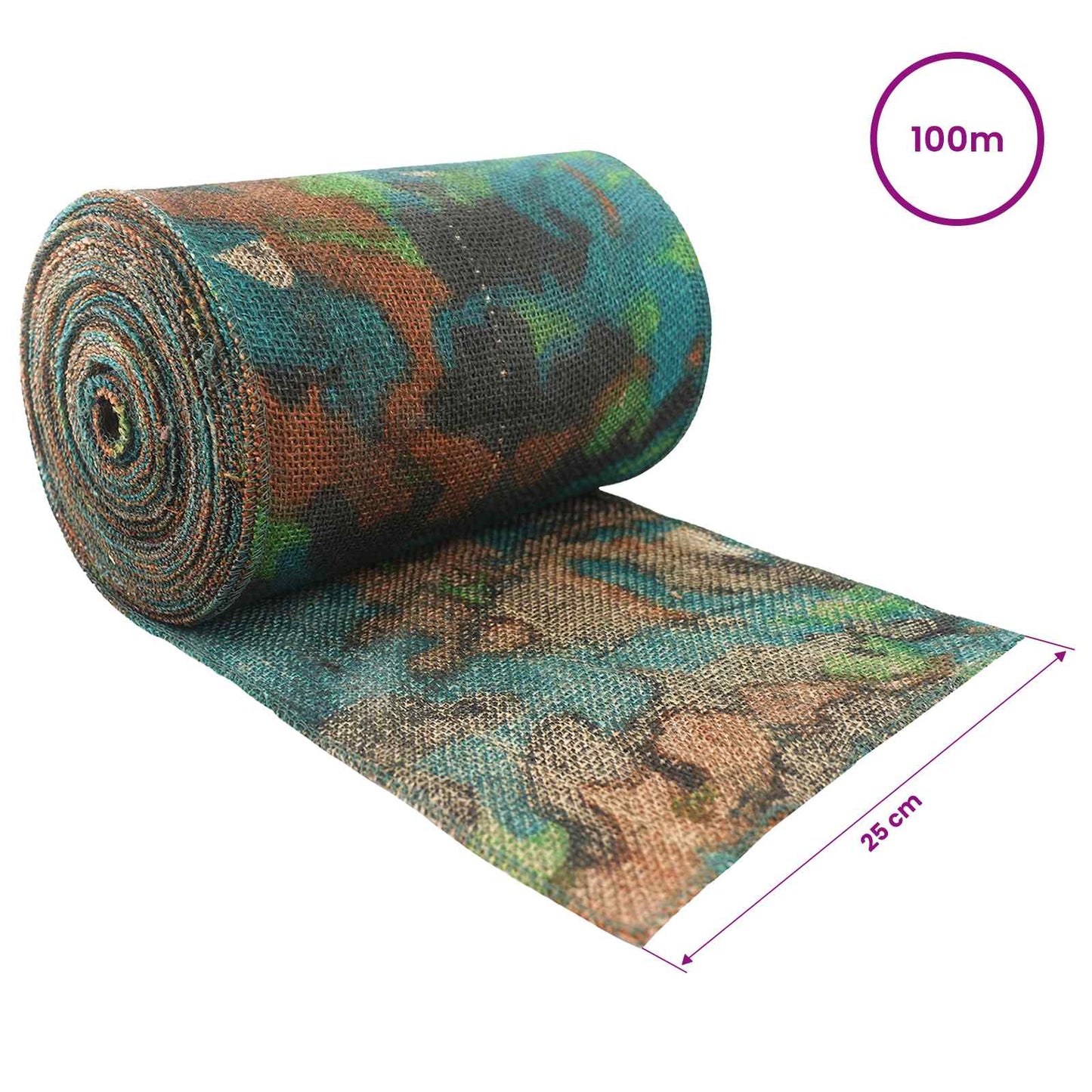 vidaXL Jute Roll 25 x 10000 cm Camouflage
