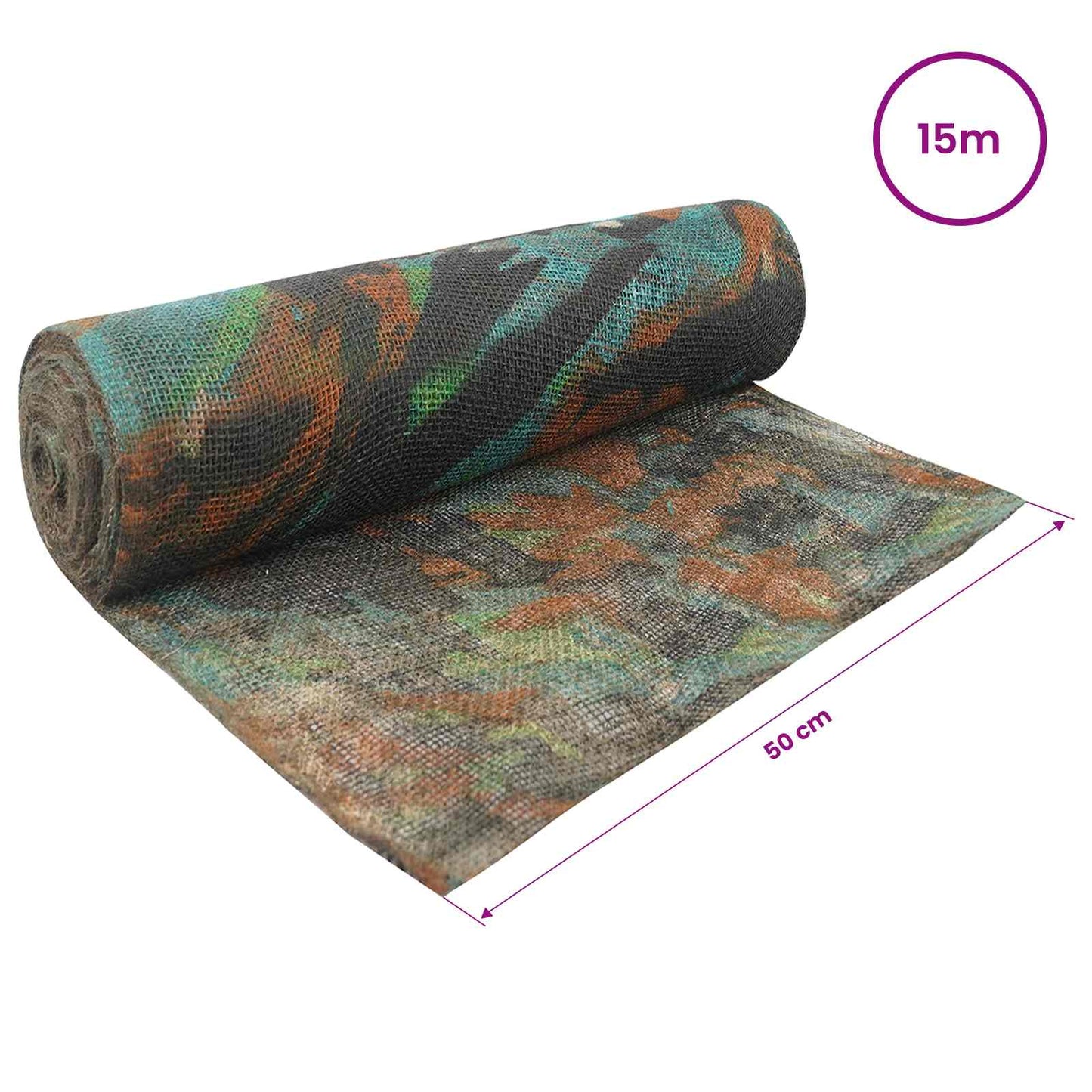 vidaXL Jute Roll 50 x 1500 cm Camouflage