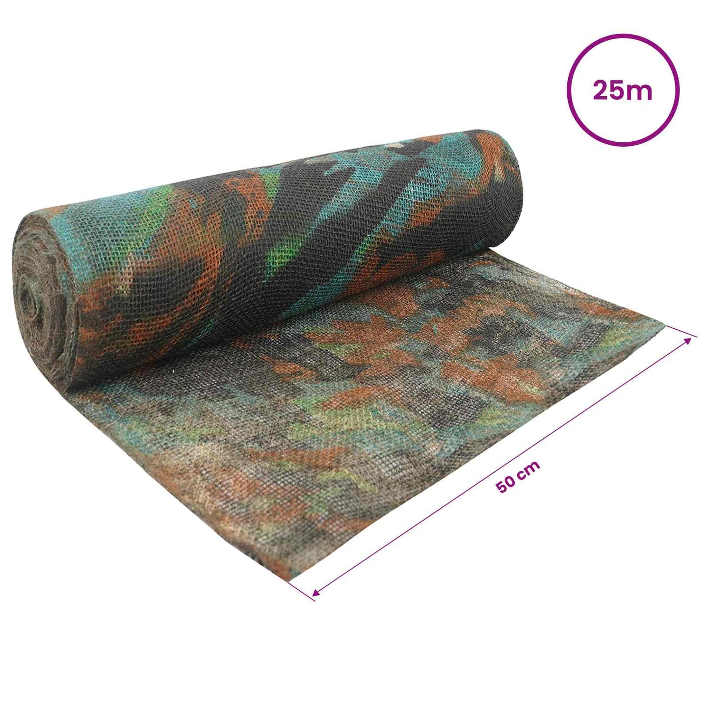 vidaXL Jute Roll 50 x 2500 cm Camouflage