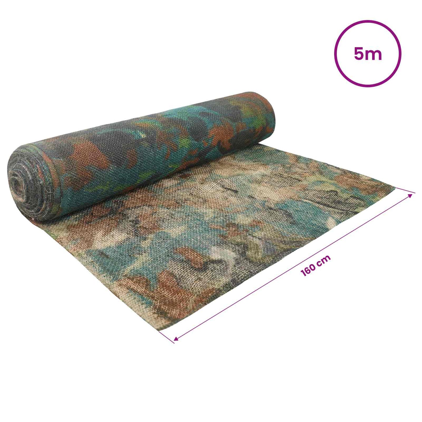 vidaXL Jute Roll 160 x 500 cm Camouflage