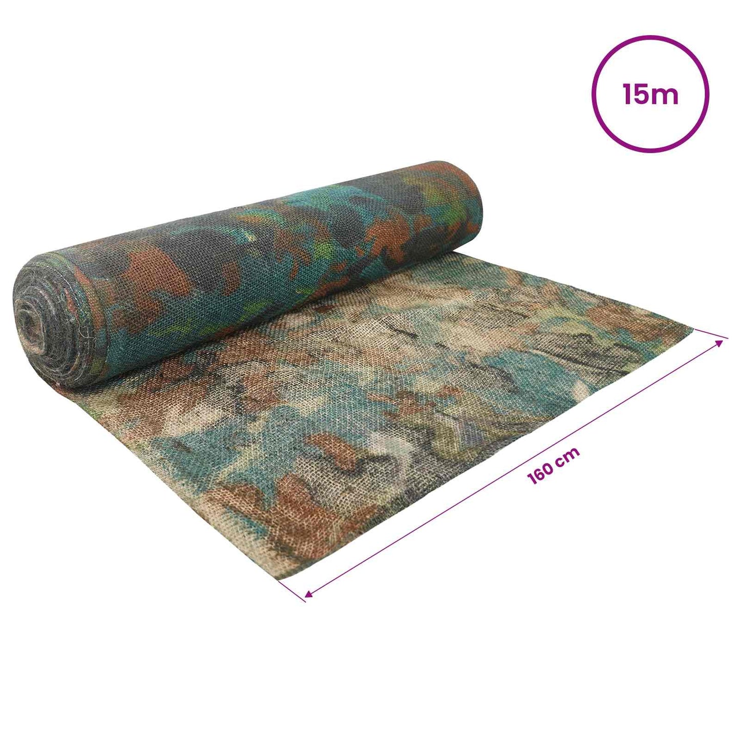 vidaXL Jute Roll 160 x 1500 cm Camouflage