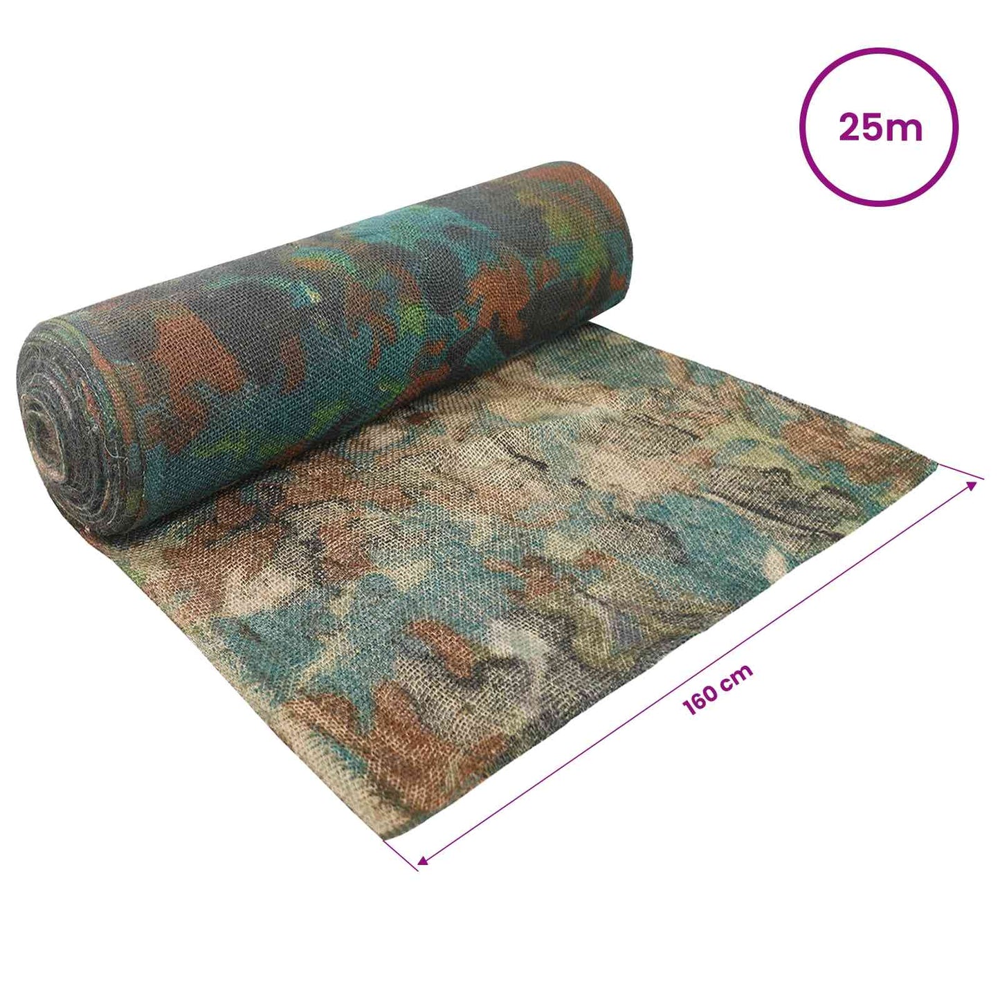 vidaXL Jute Roll 160 x 2500 cm Camouflage