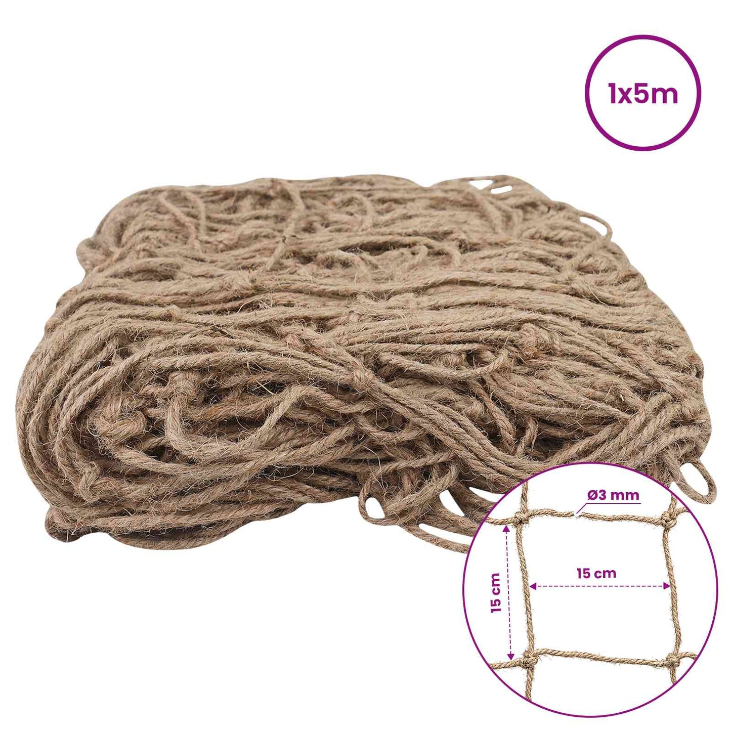vidaXL Jute Plant Support Netting Natural 1 x 5 m 100% Tossa Jute