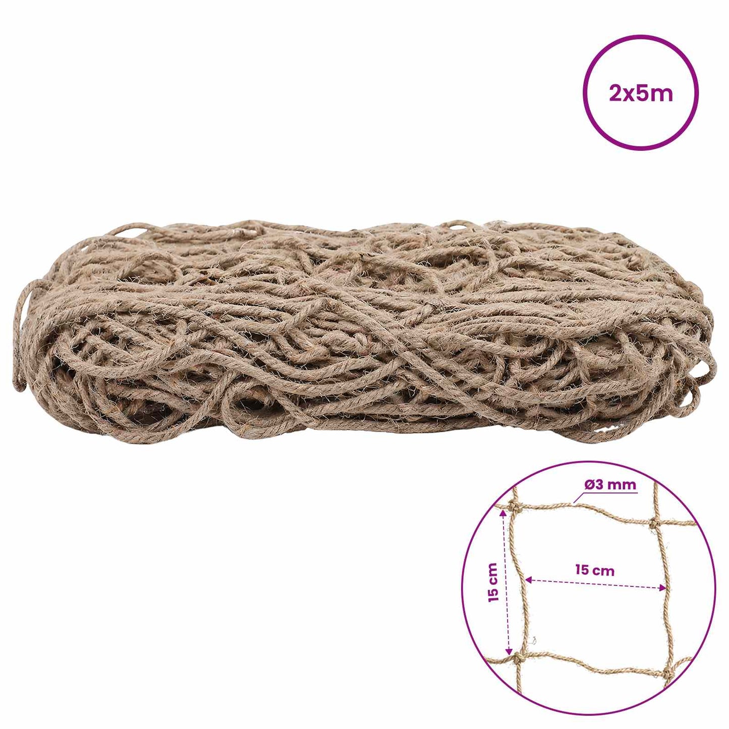 vidaXL Jute Plant Support Netting Natural 2 x 5 m 100% Tossa Jute