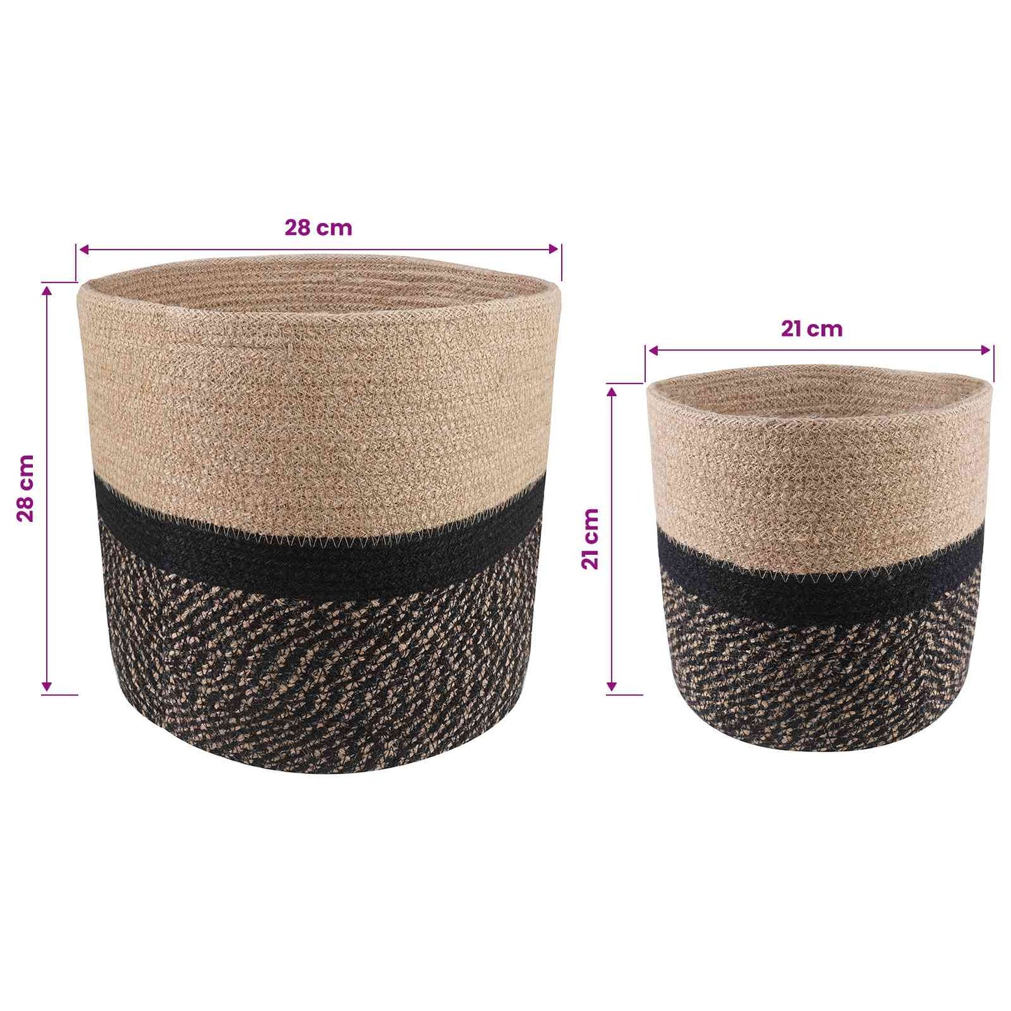 vidaXL Plant Pot Set 2 pcs Natural and Black Ø 28 x 28 cm