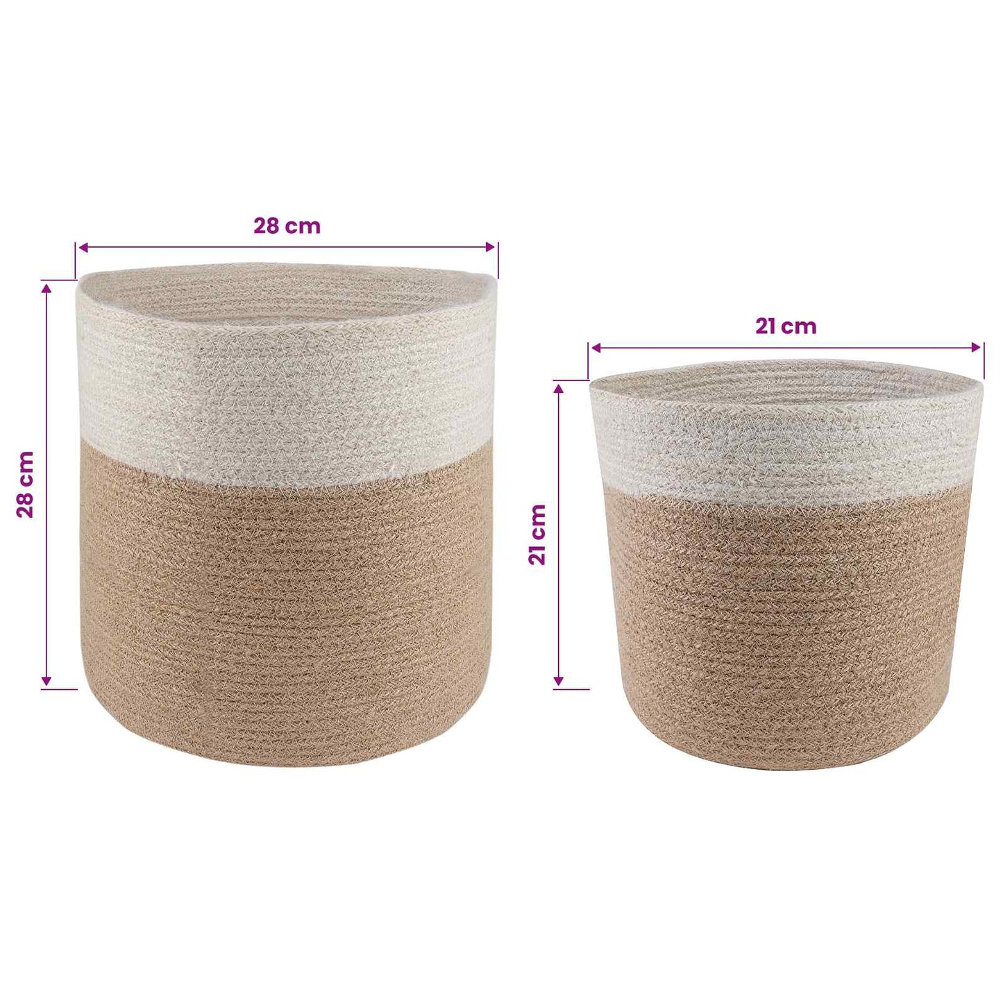 vidaXL Plant Pot Set 2 pcs Natural and White Ø 28 x 28 cm