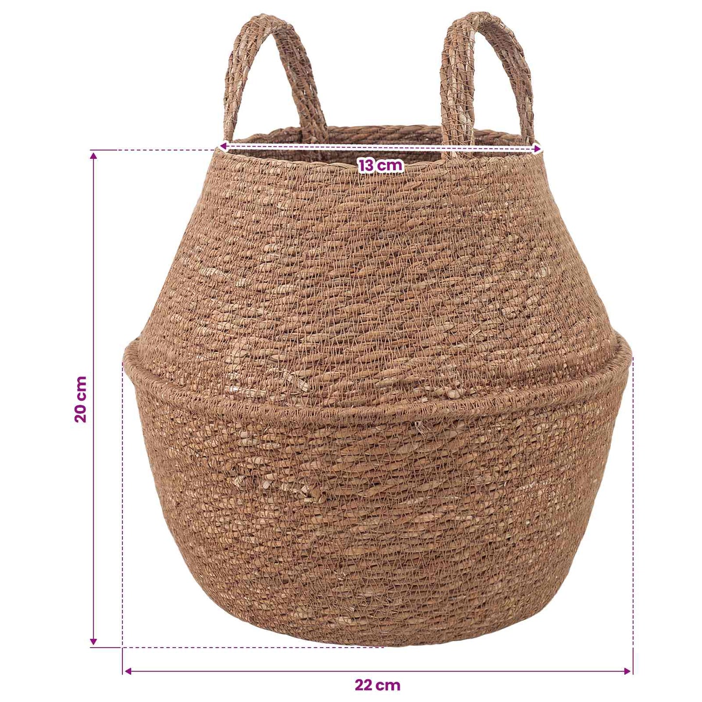 vidaXL Plant Pot with Handles Natural Ø 22 x 20 cm 100% Seagrass