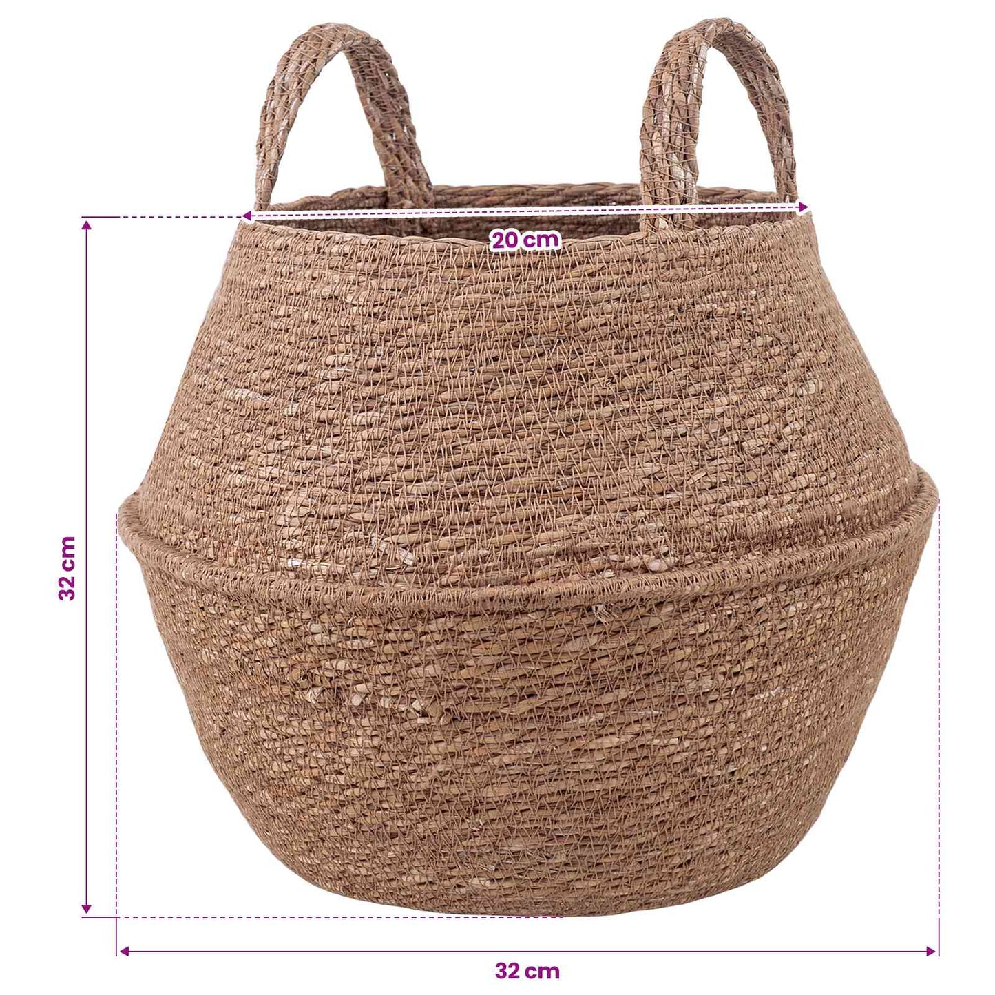 vidaXL Plant Pot with Handles 2 pcs Natural Ø 32 x 32 cm 100% Seagrass