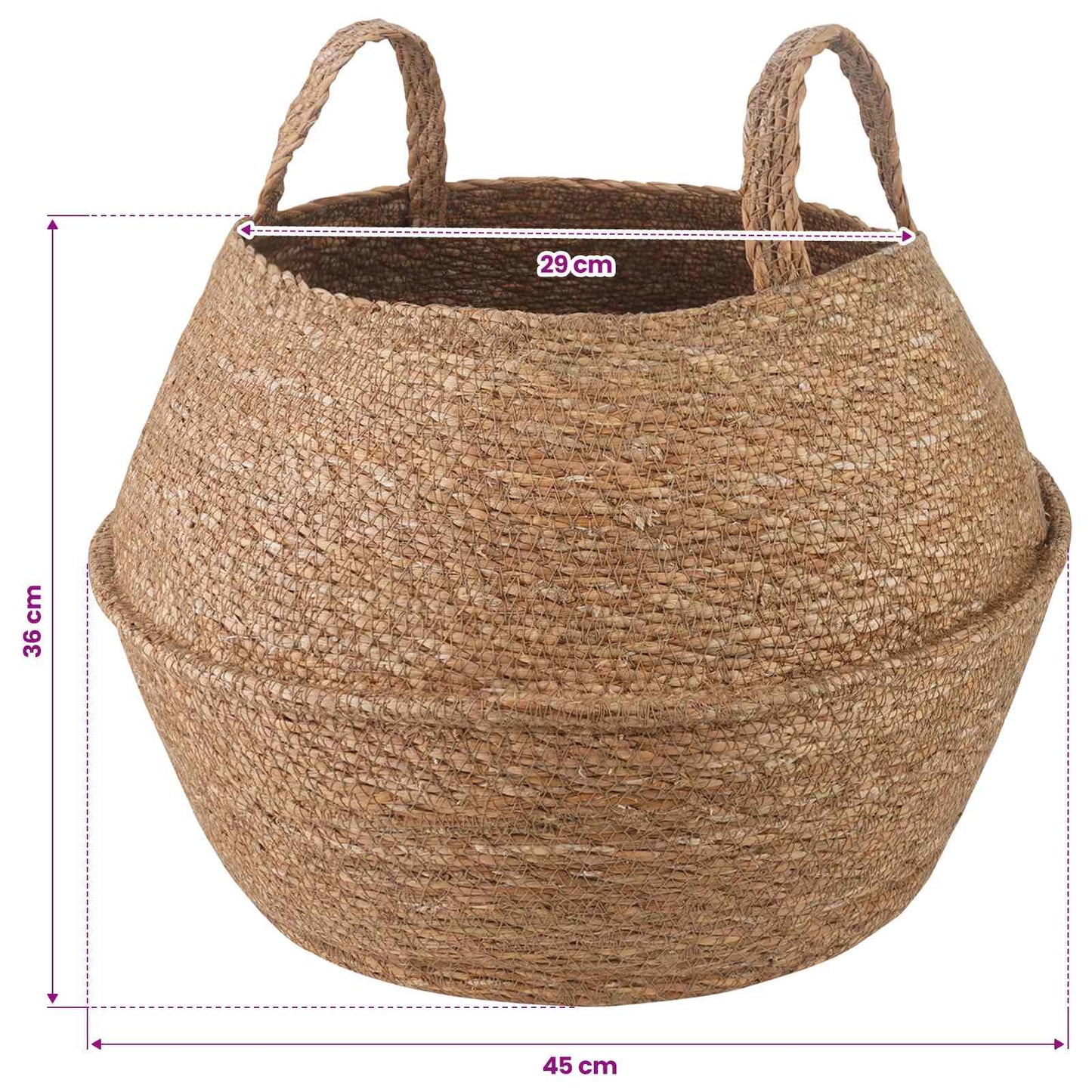 vidaXL Plant Pot with Handles 2 pcs Natural Ø 45 x 36 cm 100% Seagrass