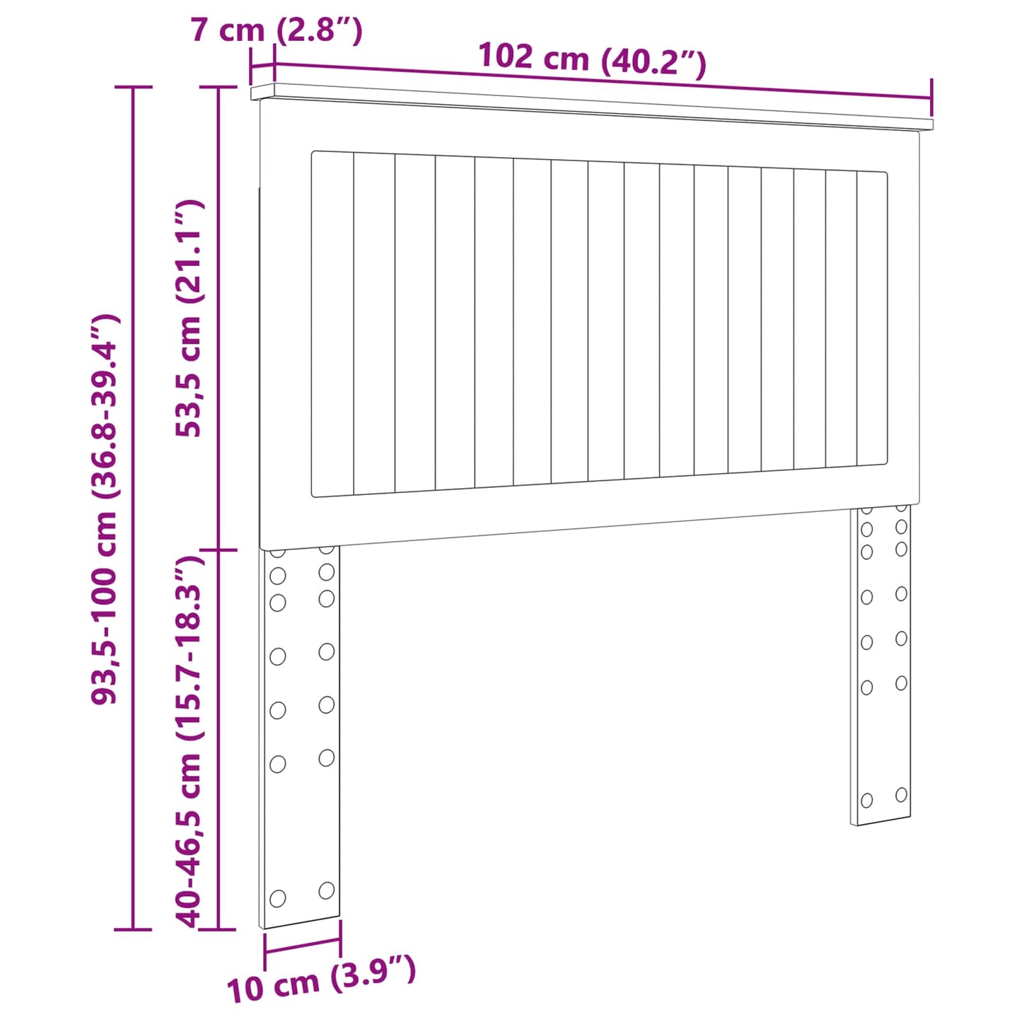 vidaXL Headboard with Headboard Black Oak 100 cm Engineered wood