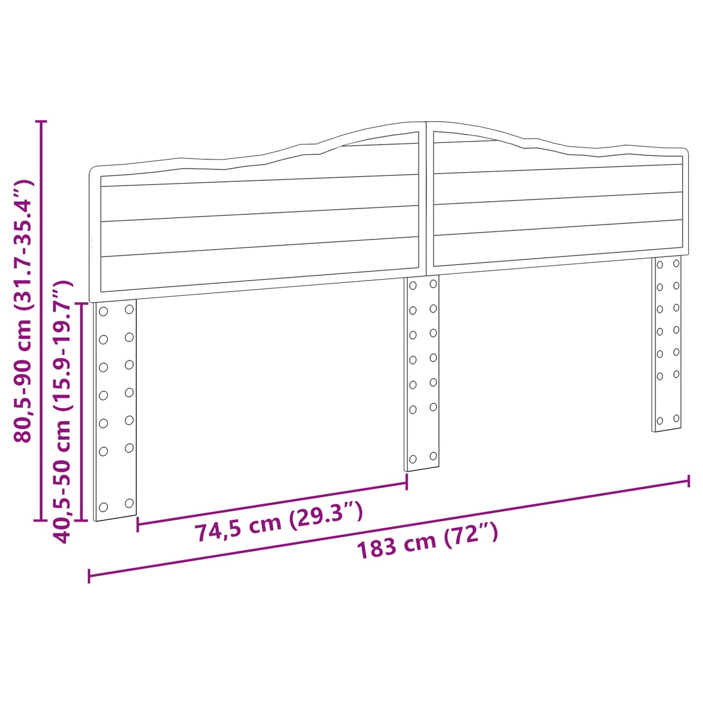 vidaXL Headboard Black Oak Engineered wood