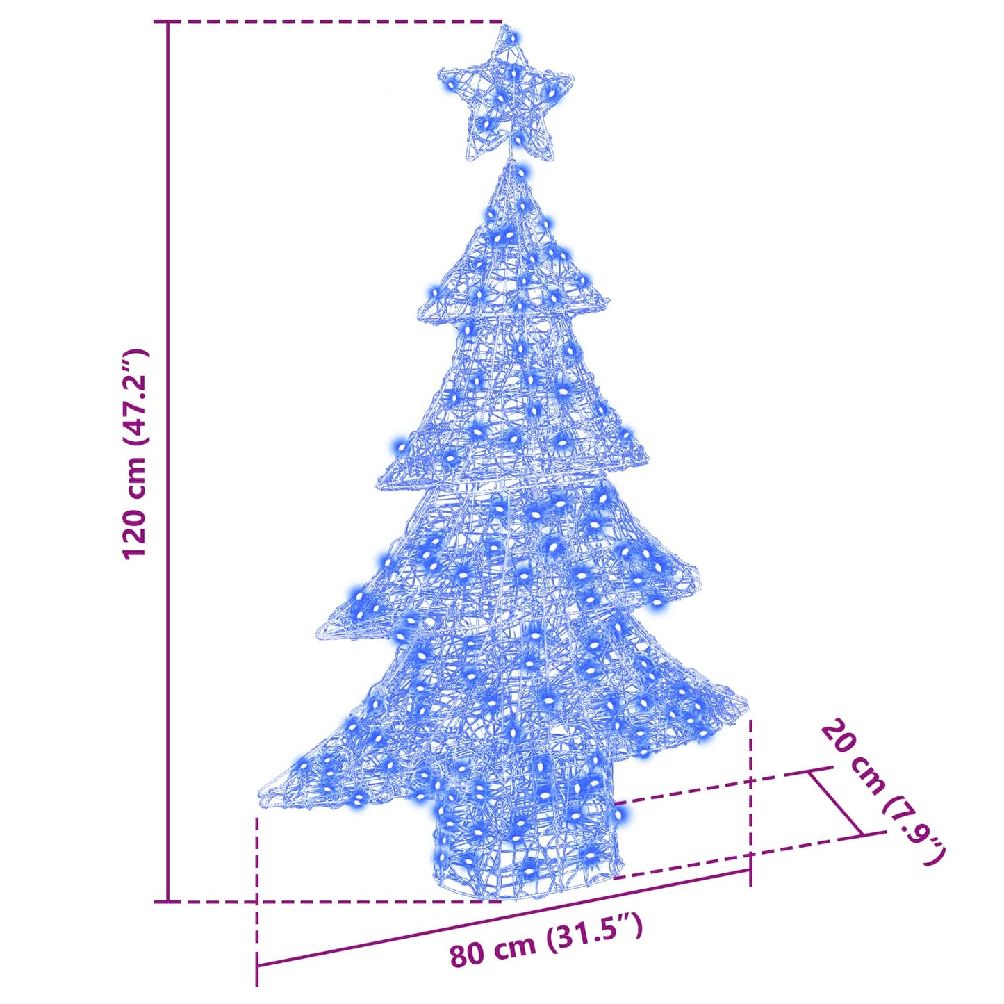 vidaXL Christmas Tree with 100 LEDs Blue 120 cm Acrylic