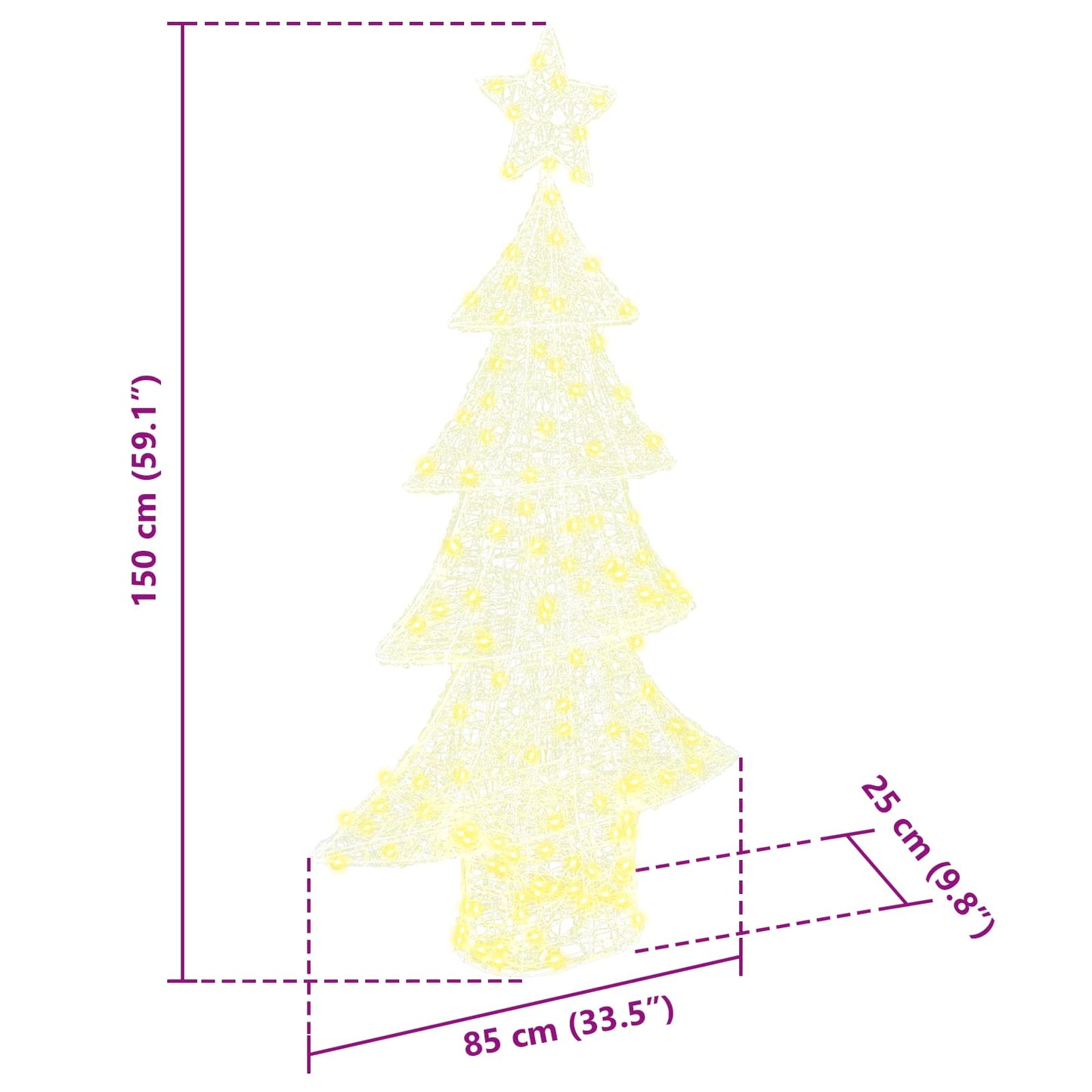 vidaXL Christmas Tree with 160 LEDs Warm white 150 cm Acrylic
