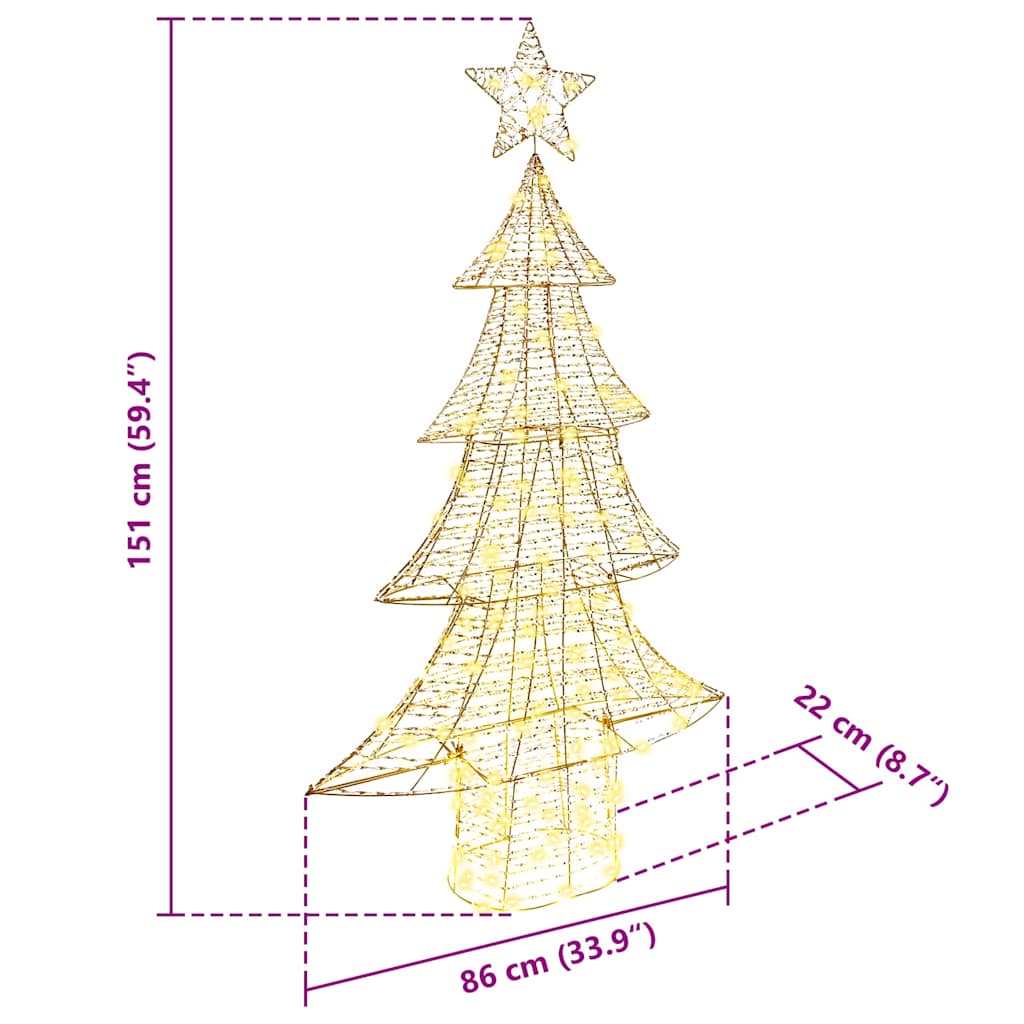 vidaXL Christmas Tree with 160 LEDs Warm white 151 cm PET