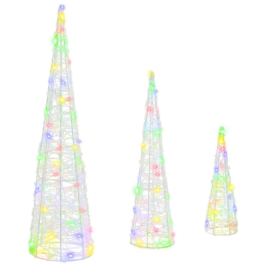vidaXL Christmas Tree 3 pcs Multicolour 20 x 20 x 80 cm Acrylic