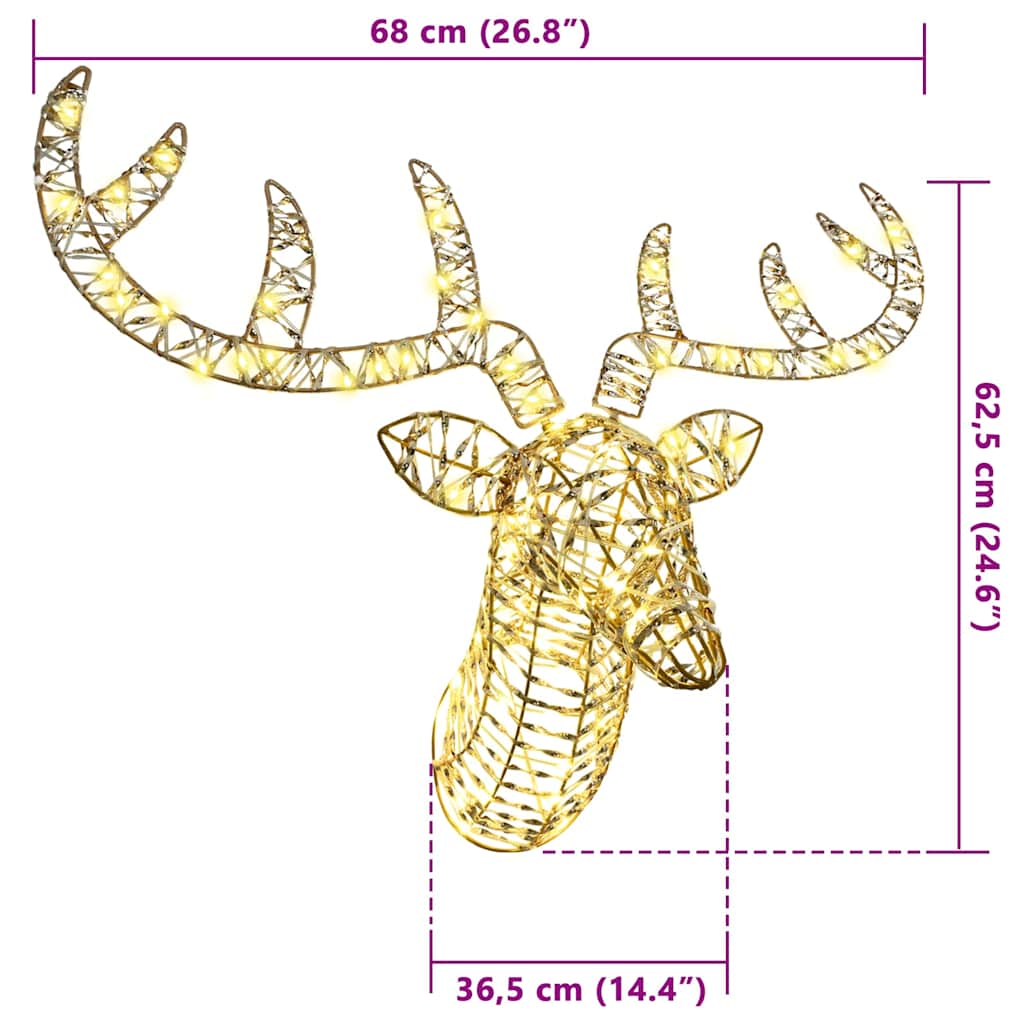 vidaXL Reindeer Pull Sleigh Warm white 60 cm PET