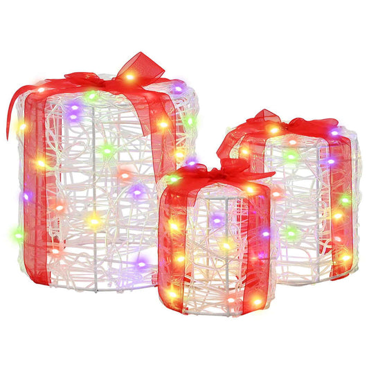 vidaXL Gift Box Decoration 3 pcs Colourful 20 x 20 x 21 cm Acrylic