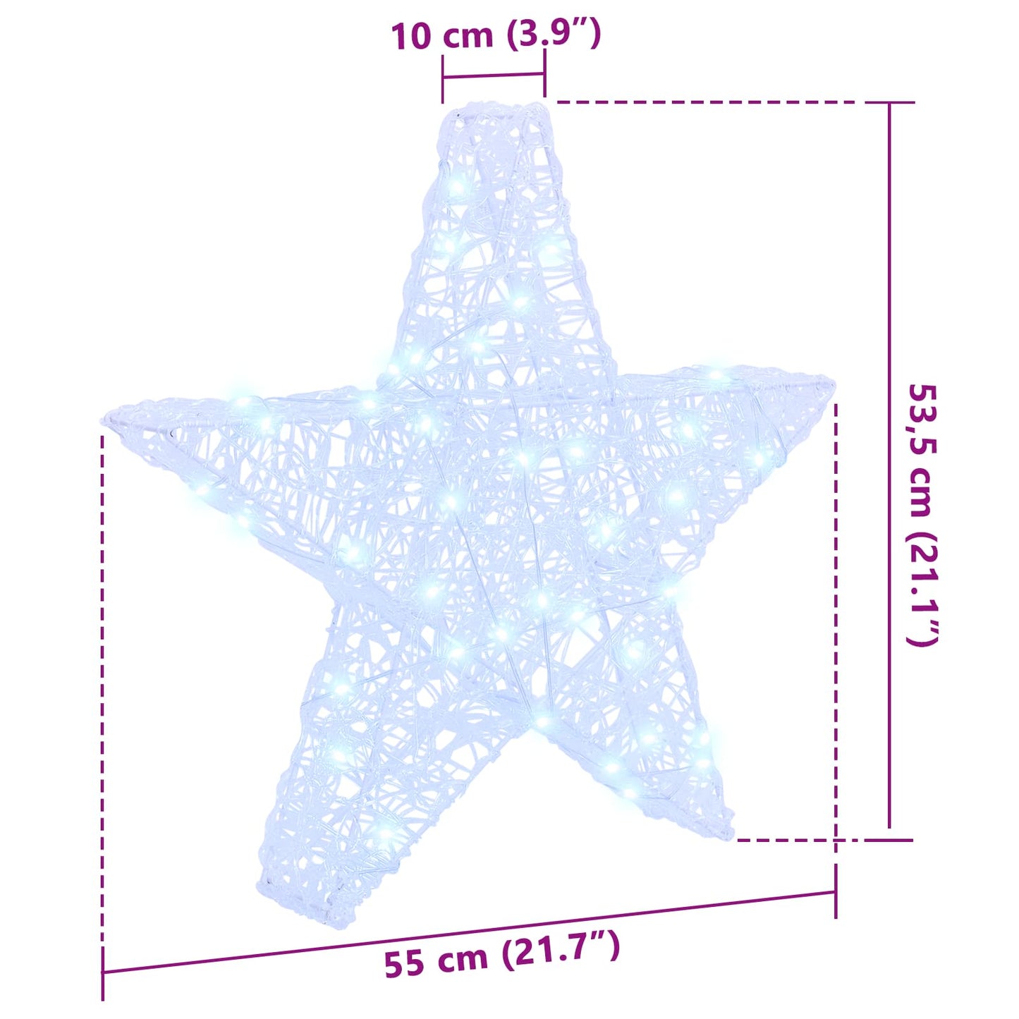 vidaXL 3D Star with 50 LEDs Cold white 55 x 53.5 x 10 cm Acrylic