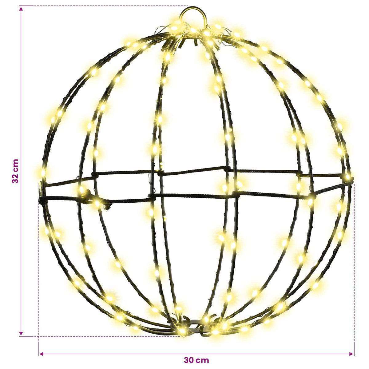 vidaXL Ball Warm white 30 x 30 x 32 cm Metal 96 LEDs