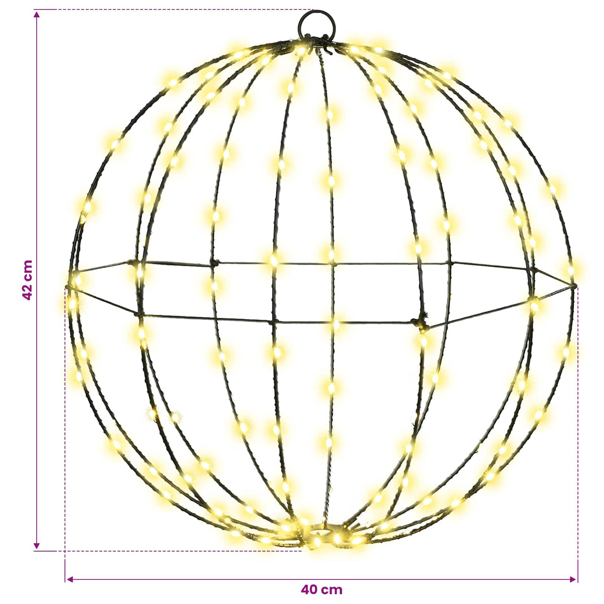 vidaXL Ball Warm white 40 x 40 x 42 cm Metal 120 LEDs