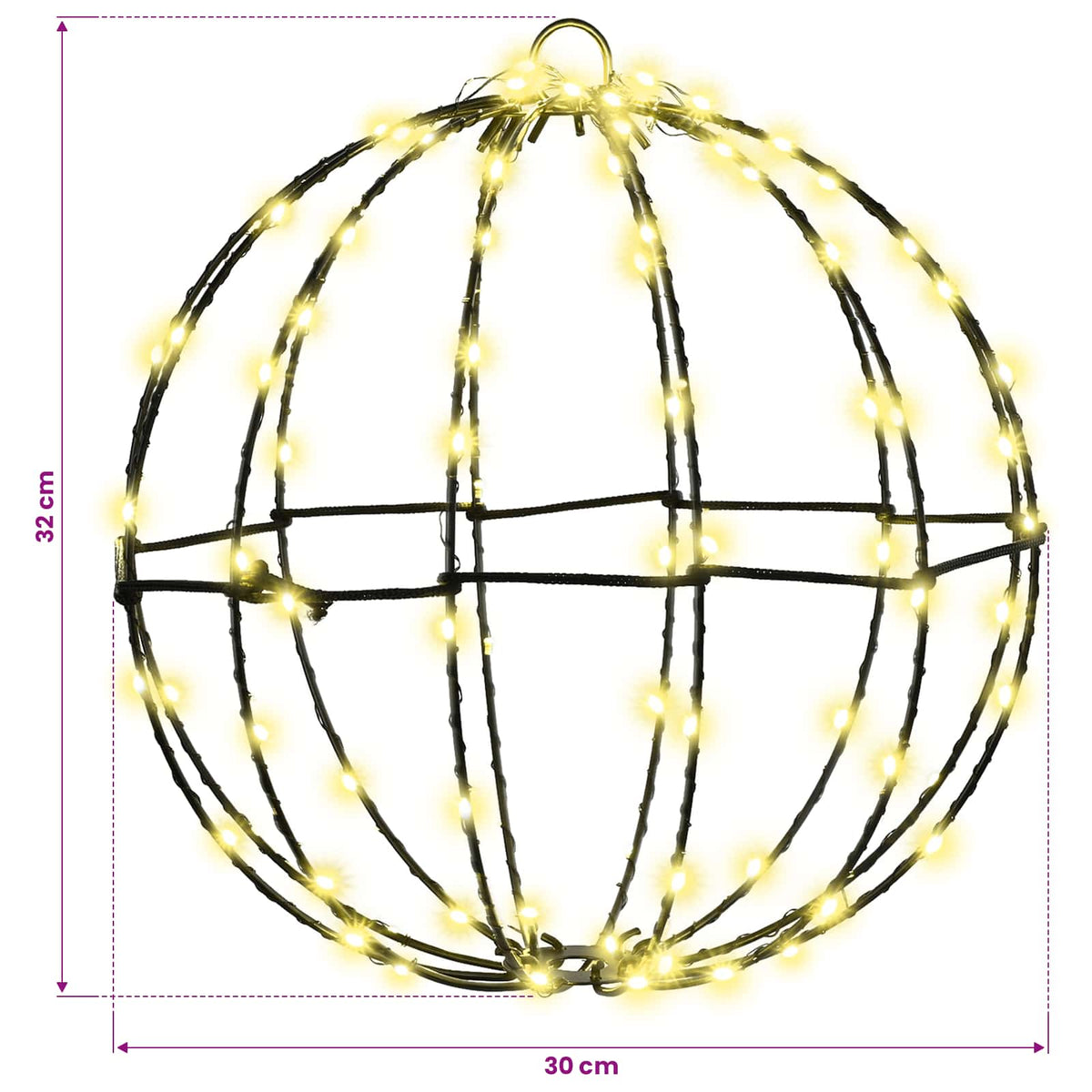 vidaXL Ball 2 pcs Warm white 30 x 30 x 32 cm Metal 192 LEDs