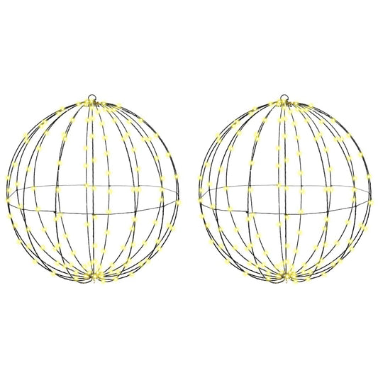 vidaXL Ball with 384 LEDs 2 pcs Warm white 59.5 x 59.5 x 63 cm Metal